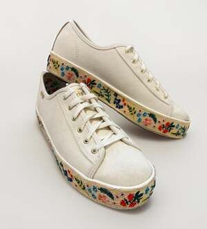 Keds x Rifle Paper Co. Triple Kick Embroidered Sneakers Beige Womens 7